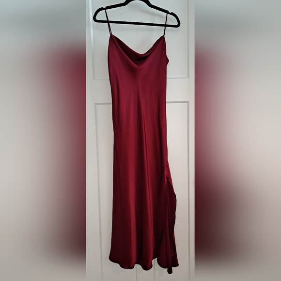 NWT Ruby Side-Split Silk Dress (Rosy Red) - NAP - Picture 8 of 12